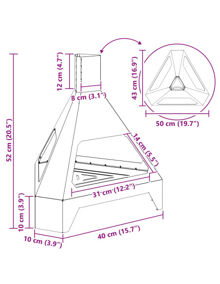 Focolare Marrone 50 x 43 x 52 cm