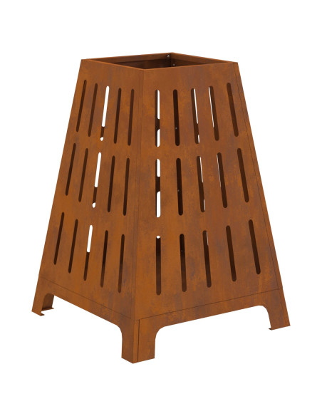 Focolare Quadrato 50x50x70 cm Acciaio Invecchiato