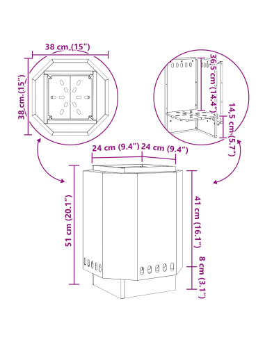 Focolare Senza Fumi Marrone 38 x 38 x 51 cm
