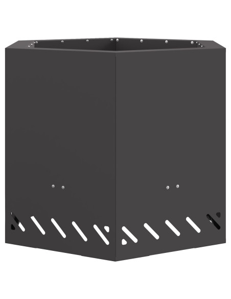 Braciere Senza Fumi Esagonale Nero 58x58x51 cm Acciaio