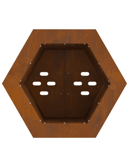 Braciere Senza Fumi Esagonale 38x38x51 cm Acciaio Invecchiato