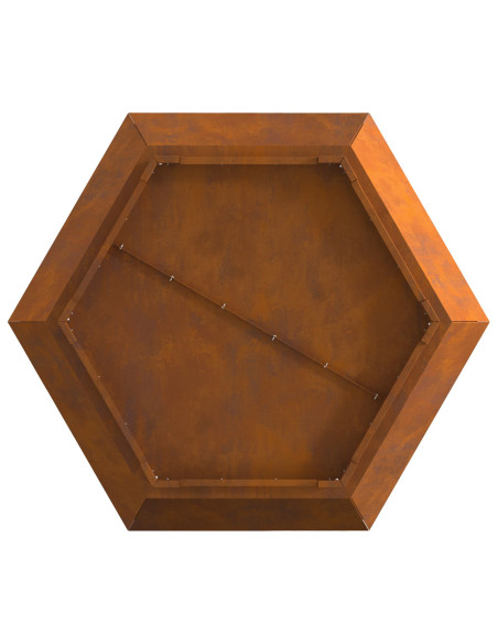 Focolare Esagonale 75x75x28 cm Acciaio Invecchiato