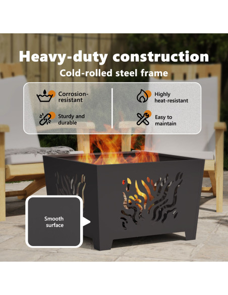 Focolare Nero 60 x 60 x 40 cm Acciaio