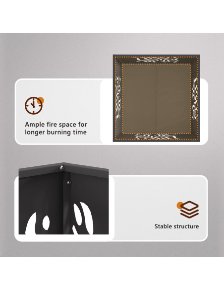 Braciere Quadra Nera 60x60x40 cm Acciaio