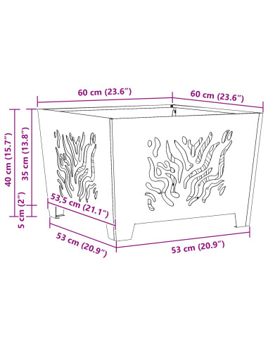 Focolare Marrone 60 x 60 x 40 cm Acciaio