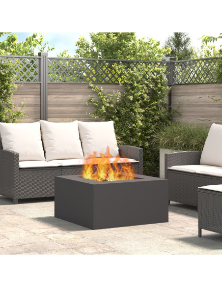 Fuoco Fossa Quadrata Nera 80x80x40 cm Acciaio