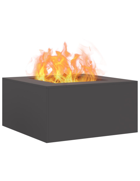 Fuoco Fossa Quadrata Nera 80x80x40 cm Acciaio