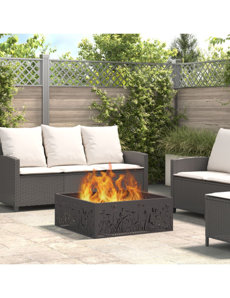 Focolare Nero 80 x 80 x 30 cm Acciaio