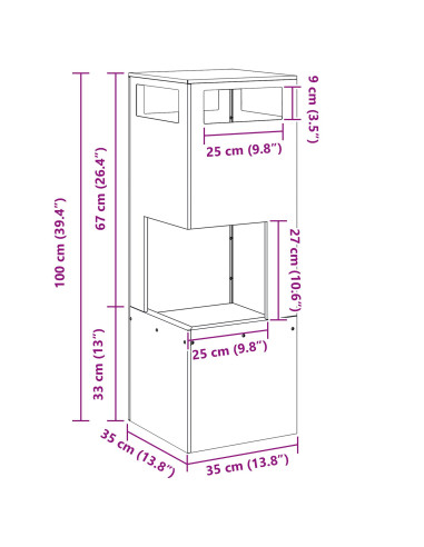 Focolare Marrone 35 x 35 x 100 cm Acciaio