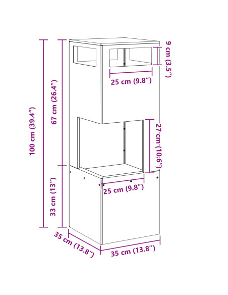 Focolare Marrone 35 x 35 x 100 cm Acciaio