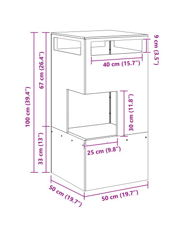 Focolare Nero 50 x 50 x 100 cm Acciaio