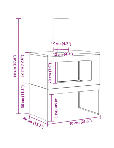Focolare Nero 60 x 40 x 96 cm Acciaio 2