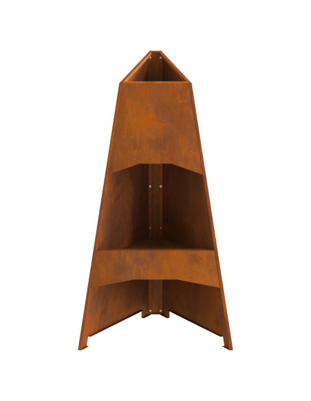 Focolare a Piramide 50x45x95 cm in Acciaio Invecchiato