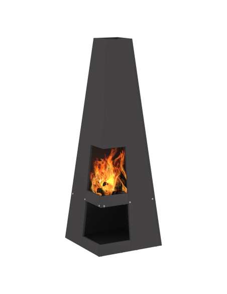 Focolare  con stoccaggio per legna Nero 35x35x100 cm Acciaio