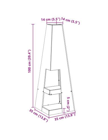 Focolare Nero 35 x 35 x 100 cm Acciaio