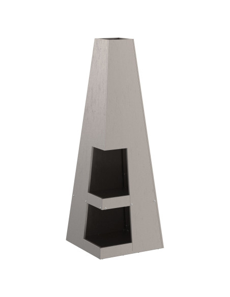 Braciere con Stoccaggio per Legna 35x35x100 cm Acciaio Invecchiato