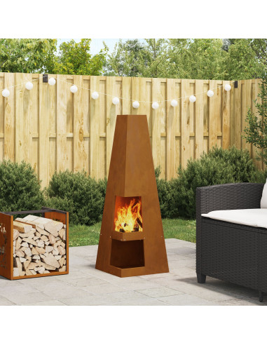 Focolare Marrone 35 x 35 x 100 cm Acciaio CorTen