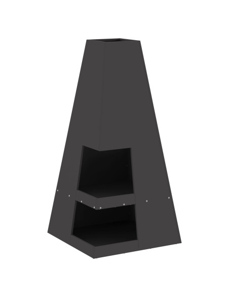 Focolare con Magazzino per Legna Nero 50x50x100 cm Acciaio