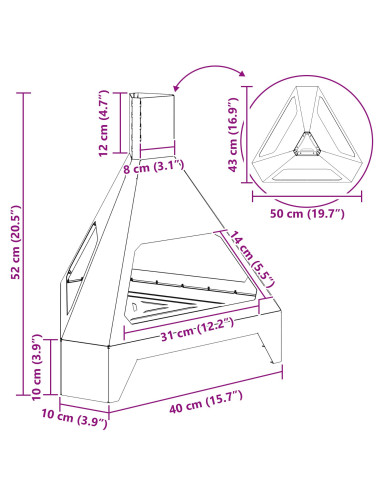 Focolare Nero 50 x 43 x 52 cm Acciaio