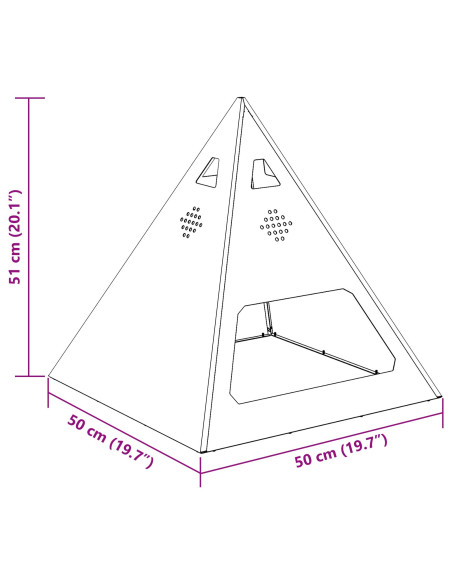 Caminetto a Piramide 50x50x51 cm Acciaio Invecchiato