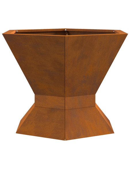 Focolare Esagonale 50x50x40 cm in Acciaio Invecchiato