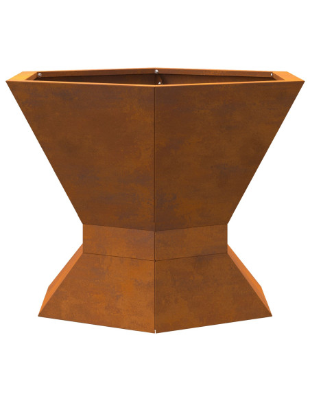 Focolare Esagonale 50x50x40 cm in Acciaio Invecchiato