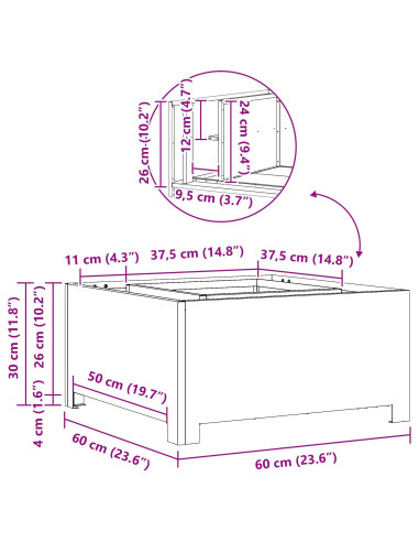 Focolare Nero 60 x 60 x 30 cm Acciaio