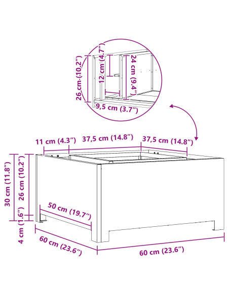 Focolare Nero 60 x 60 x 30 cm Acciaio