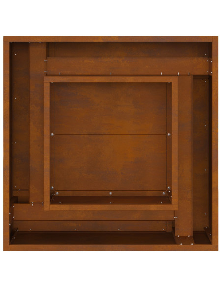 Caminetto Quadrato 60x60x30 cm in Acciaio Resistente alle Intemperie