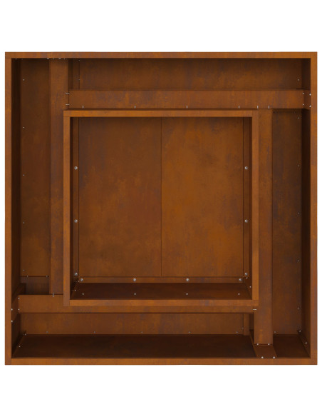 Focolare Quadrato 80x80x40 cm in Acciaio Invecchiato