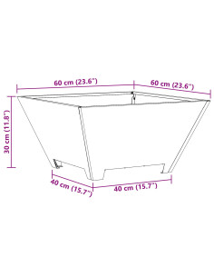 Focolare Marrone 60 x 60 x 30 cm Acciaio CorTen 2