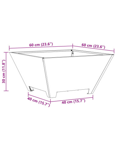 Focolare Marrone 60 x 60 x 30 cm Acciaio CorTen