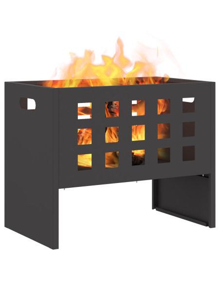 Focolare Retangolare Nero 50x30x40 cm Acciaio