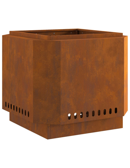 Focolare senza fumi  58x58x51 cm in Acciaio Invecchiato