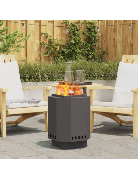 Focolare Senza Fumi Nero 38 x 38 x 51 cm Acciaio