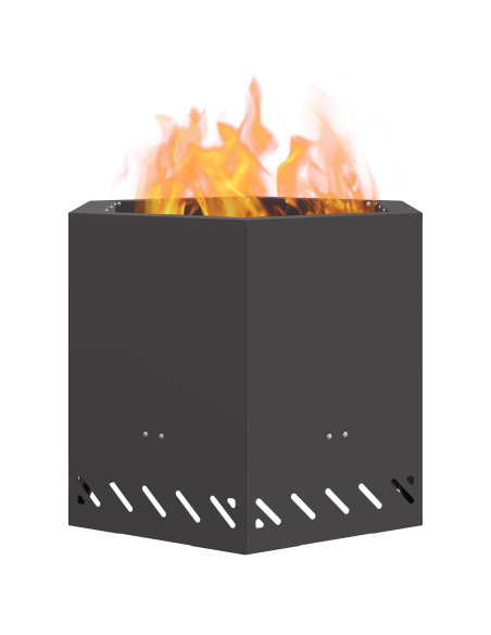 Braciere Senza Fumi Esagonale Nero 58x58x51 cm Acciaio
