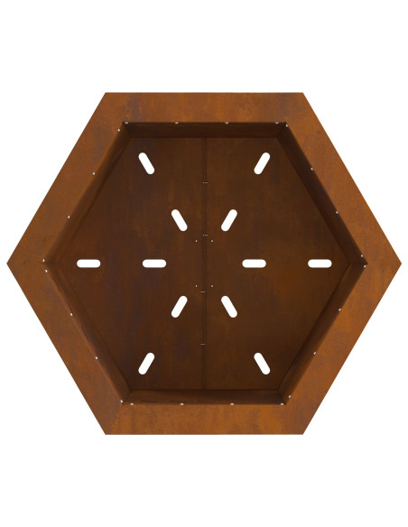 Caminetto senza fumi Esagonale 58x58x51 cm Acciaio invecchiato