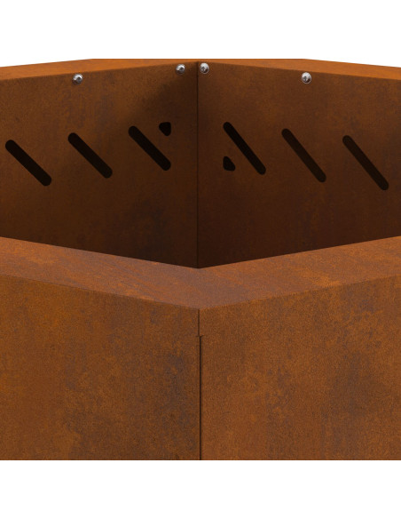 Caminetto senza fumi Esagonale 58x58x51 cm Acciaio invecchiato
