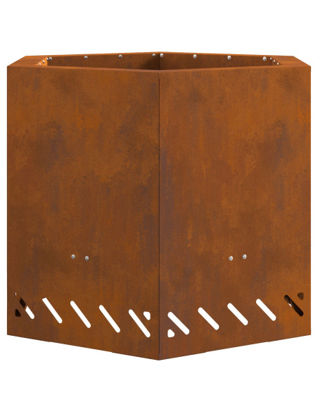 Caminetto senza fumi Esagonale 58x58x51 cm Acciaio invecchiato