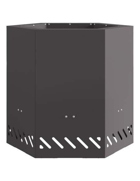 Focolare Senza Fumi Esagonale Nero 48x48x51 cm Acciaio
