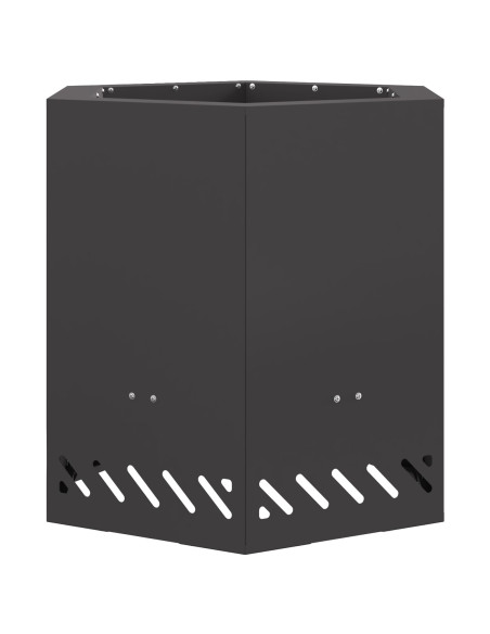 Focolare Senza Fumi Esagonale Nero 48x48x51 cm Acciaio