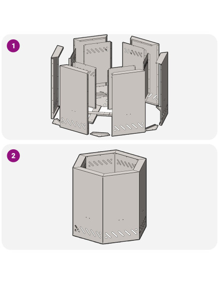 Focolare Senza Fumi Nero 48 x 48 x 51 cm Acciaio
