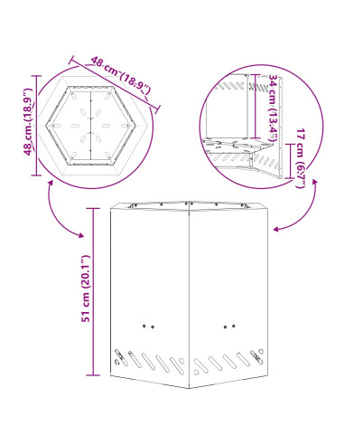 Focolare Senza Fumi Marrone 48 x 48 x 51 cm