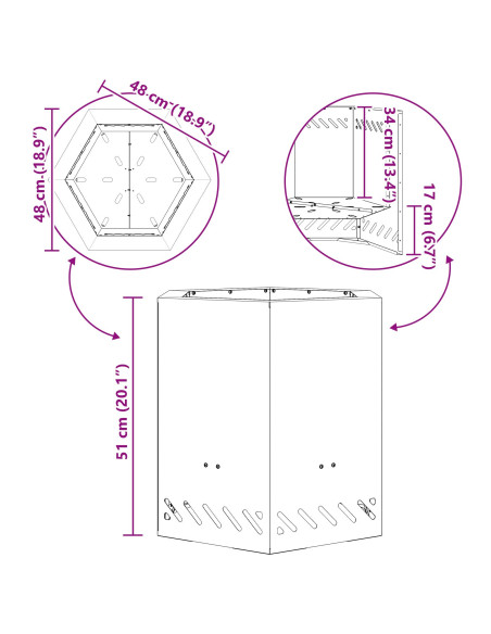 Focolare Senza Fumi Marrone 48 x 48 x 51 cm