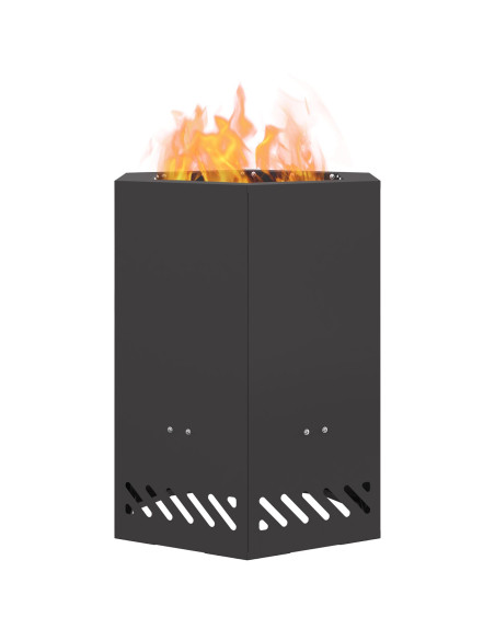 Focolare senza fumi Esagonale Nero 38x38x51 cm Acciaio