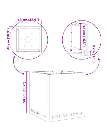 Focolare Senza Fumi Nero 48 x 48 x 50 cm Acciaio
