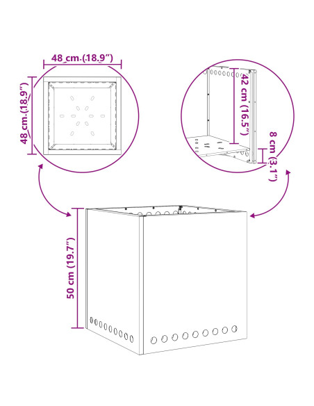 Focolare Senza Fumi Nero 48 x 48 x 50 cm Acciaio