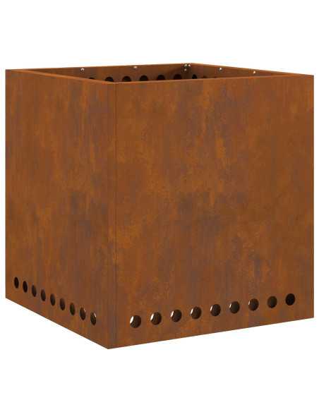 Braciere Senza Fumo Quadrato 48x48x50 cm Acciaio Invecchiato