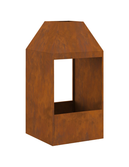 Braciere  50x50x100 cm in acciaio resistente alle intemperie