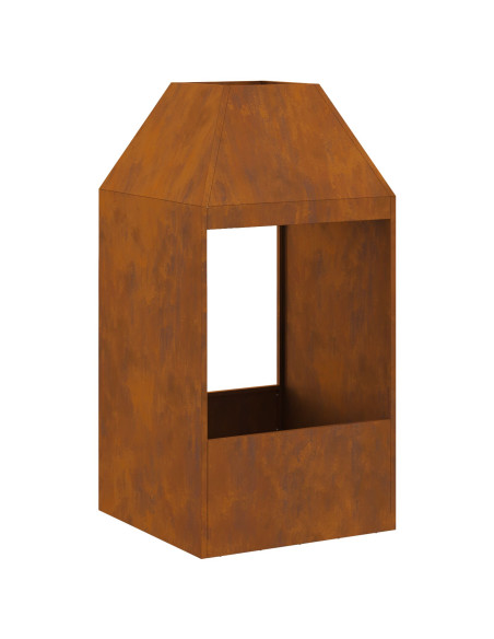 Braciere  50x50x100 cm in acciaio resistente alle intemperie